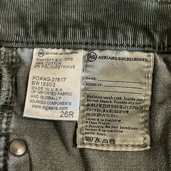 Ag Adriano Goldschmied The Stevie Ankle Slim Straight Corduroy Pants Size 26 - Picture 15 of 16